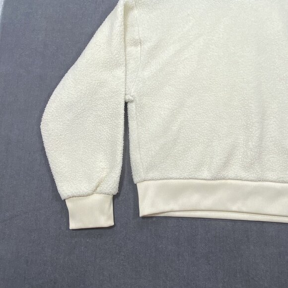 Levis Womens Ivory Sherpa Fleece Crewneck Pullover Cropped Sweatshirt Size XS - Picture 8 of 11